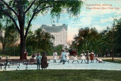 1912 Central Park, showing Plaza Hotel, New York City