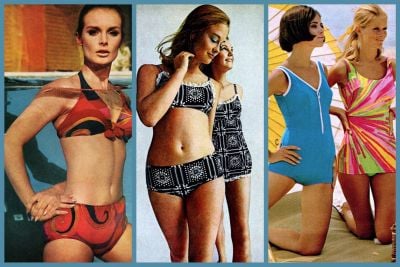 60s swimwear - one piece and bikini swimsuits from the sixties
