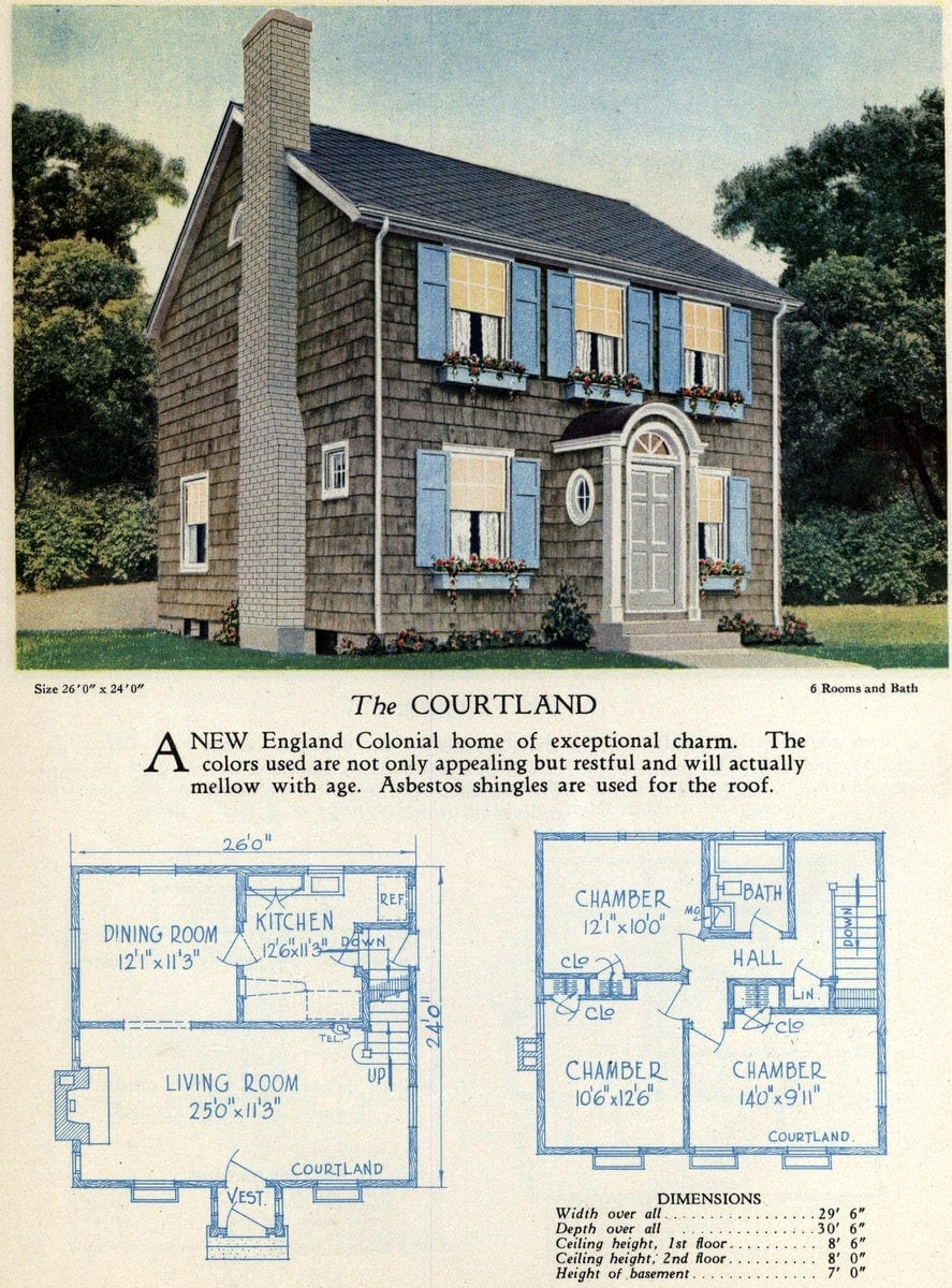 Beautiful 6-room New England Colonial house plan