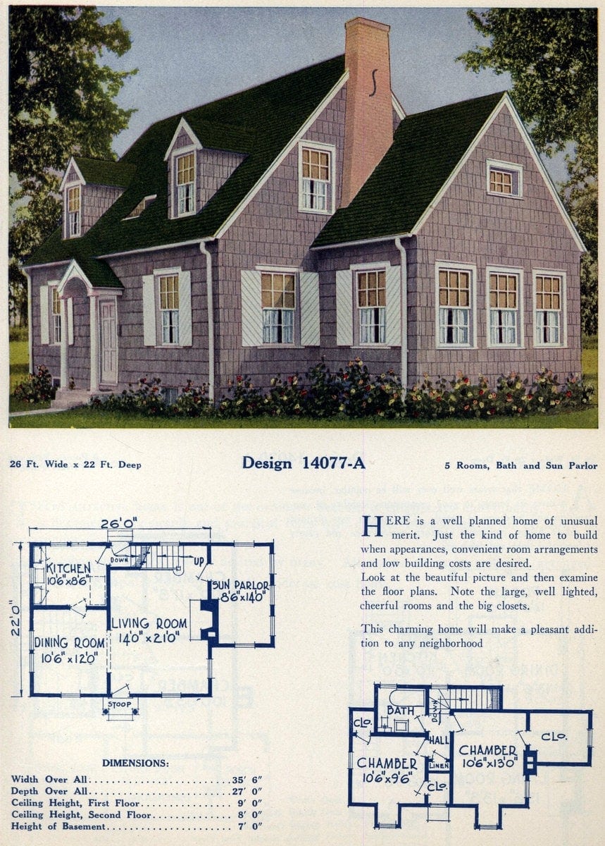 Charming two-bedroom house plan with a sun parlor