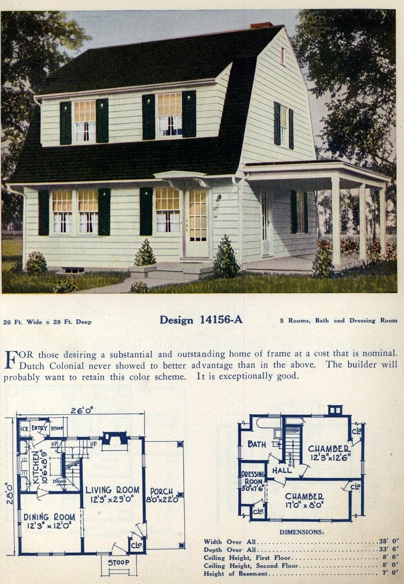 Vintage 1920s Dutch Colonial house plan