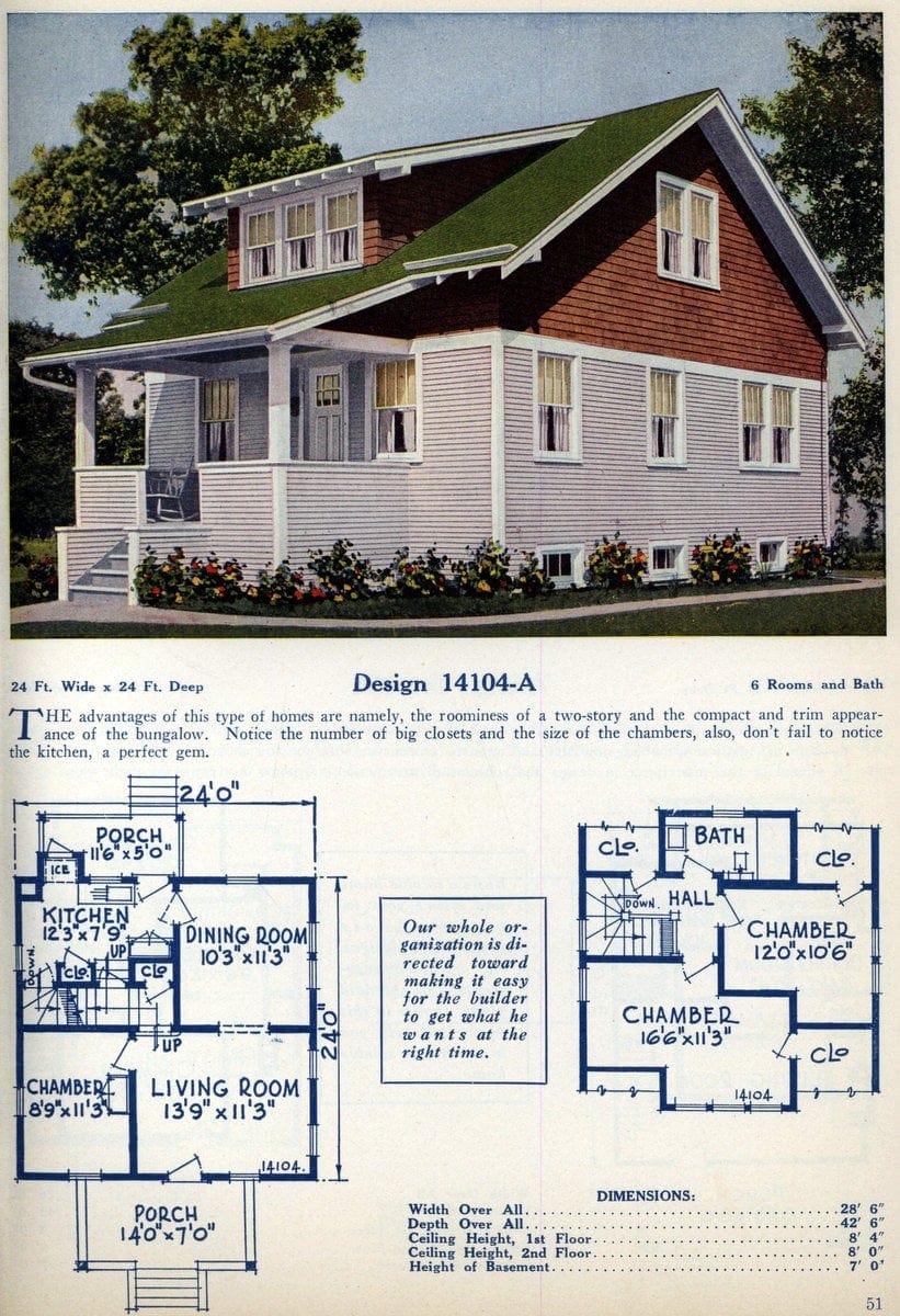Bungalow-style 2-story vintage house plan