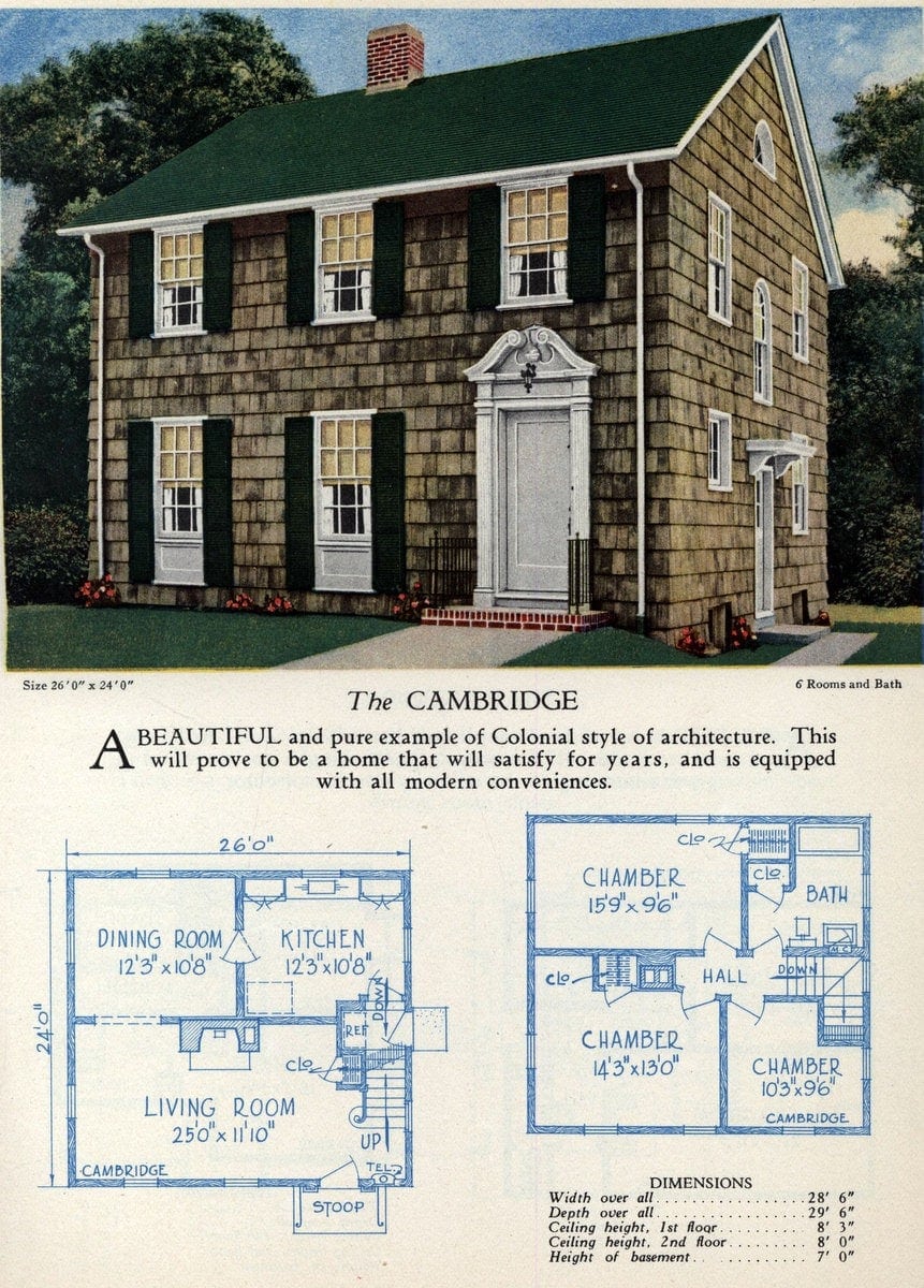 The simple 2-story 6-room Cambridge home