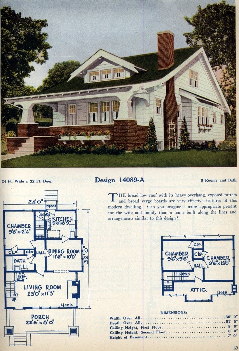 A cute Craftman-style '20s house floorplan