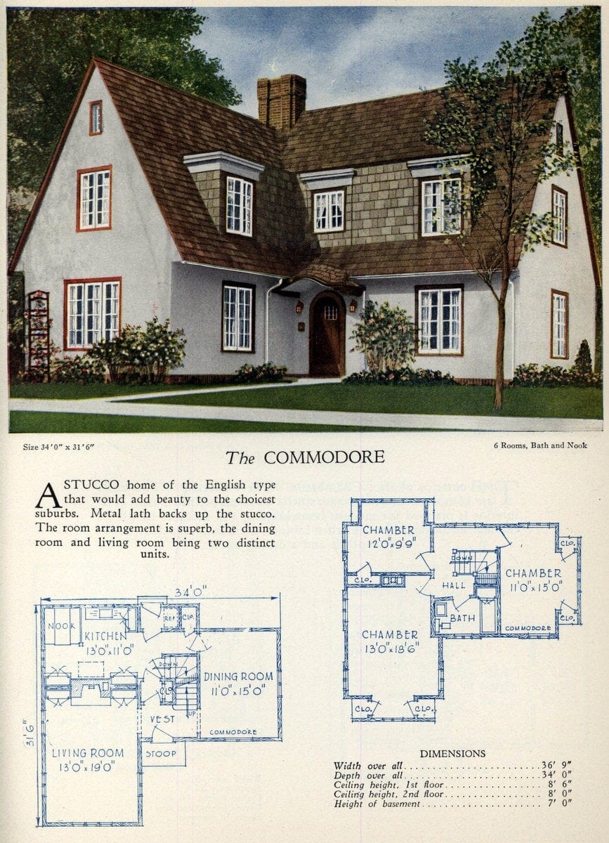 The Commodore steep-roofed vintage 1920s house plan