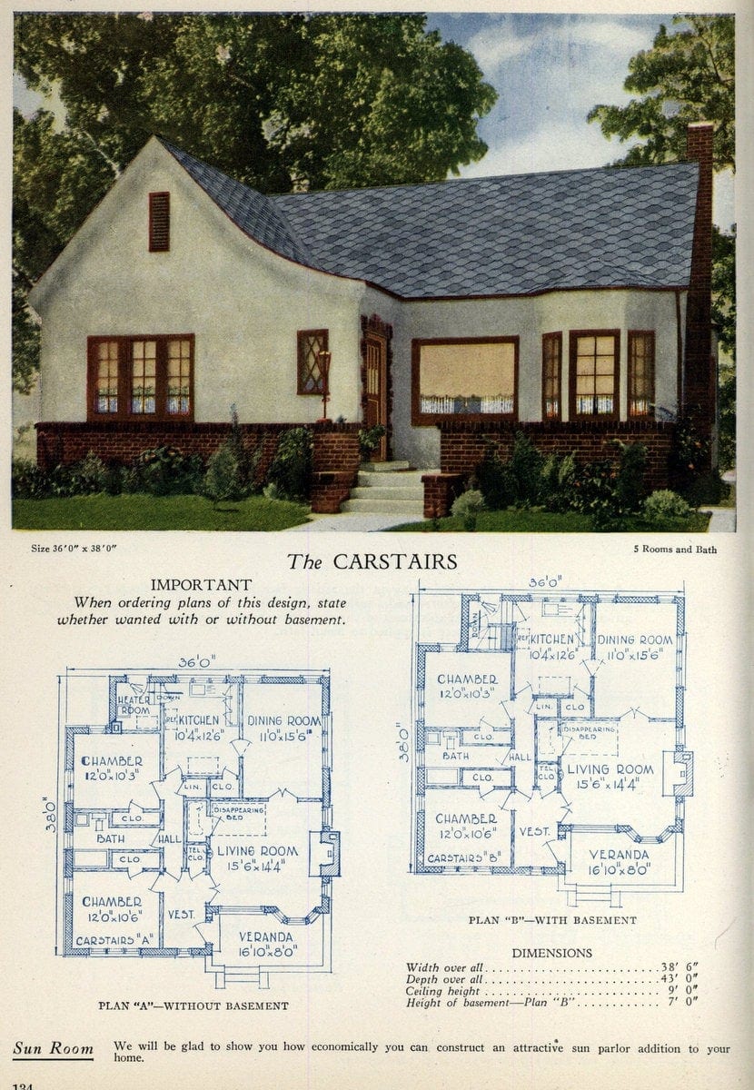 Vintage plan for large single-story residence