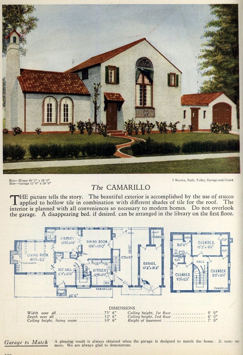 7-room stucco Spanish-style house plan
