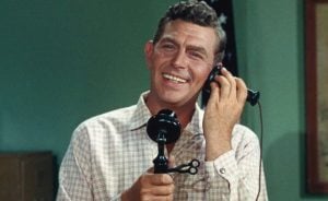 Andy Griffith on a telephone