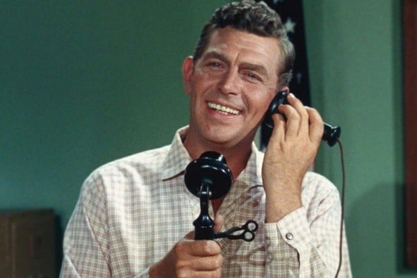 Andy Griffith on a telephone
