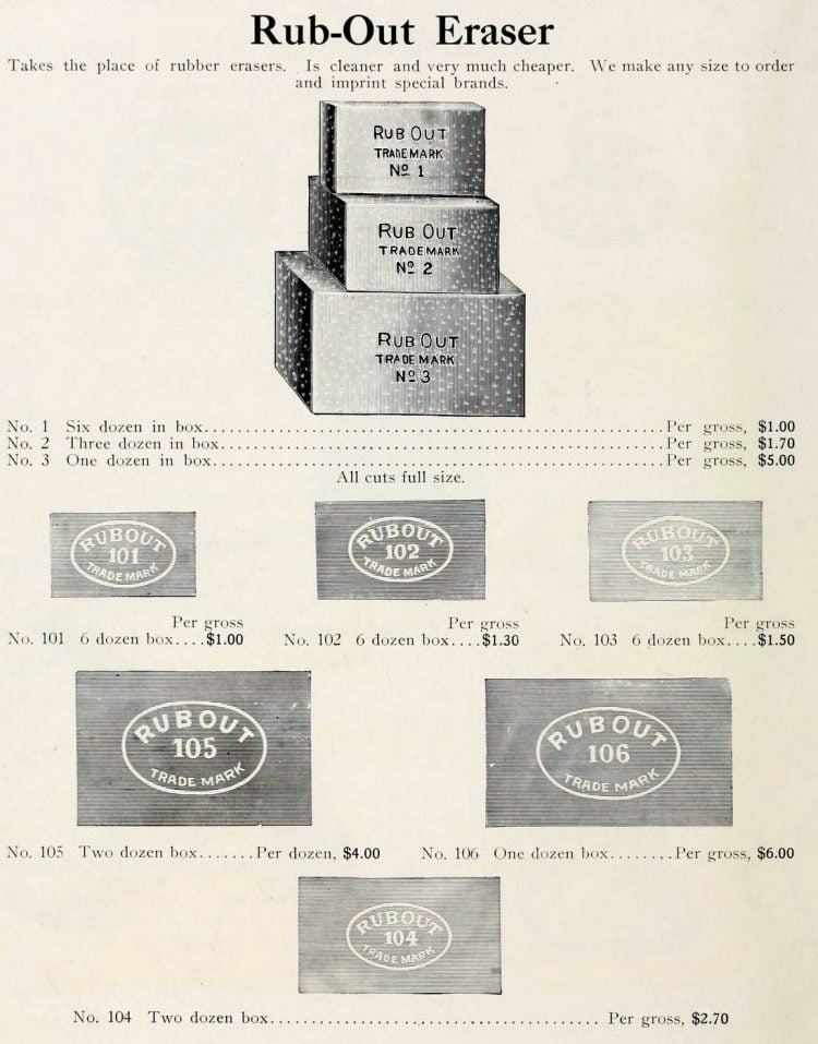 Antique erasers from 1912