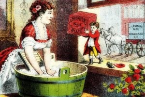 Antique laundry washboard postcard - Victorian 1800s