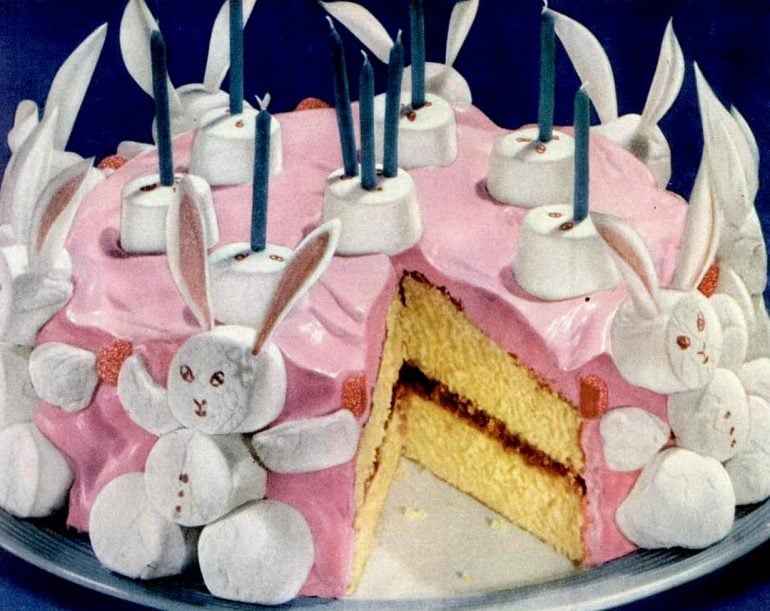 Marshmallow bunny birthday cake