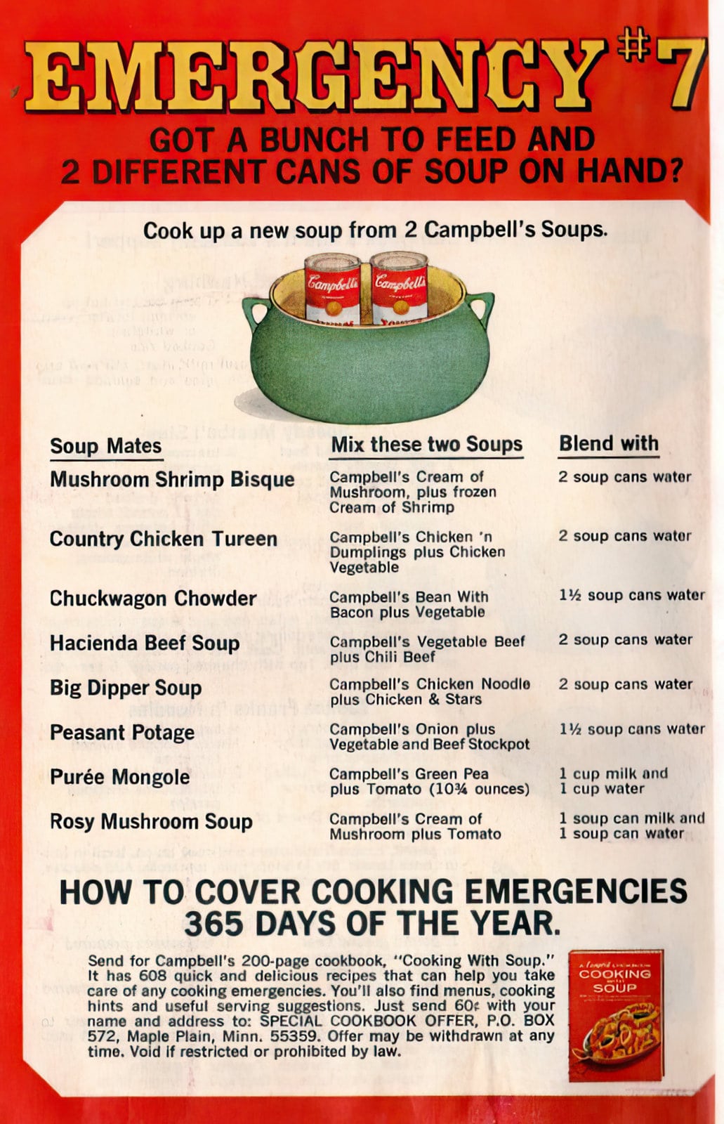Campbell's Emergency Cookbook - Vintage 60s dinner recipes at Click Americana 2