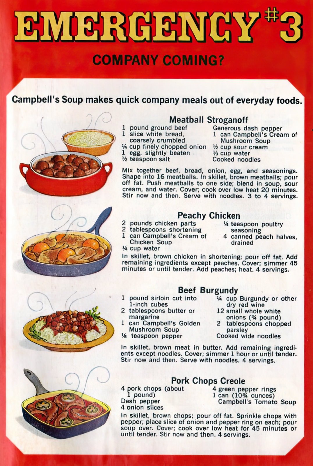 Campbell's Emergency Cookbook - Vintage 60s dinner recipes at Click Americana 3