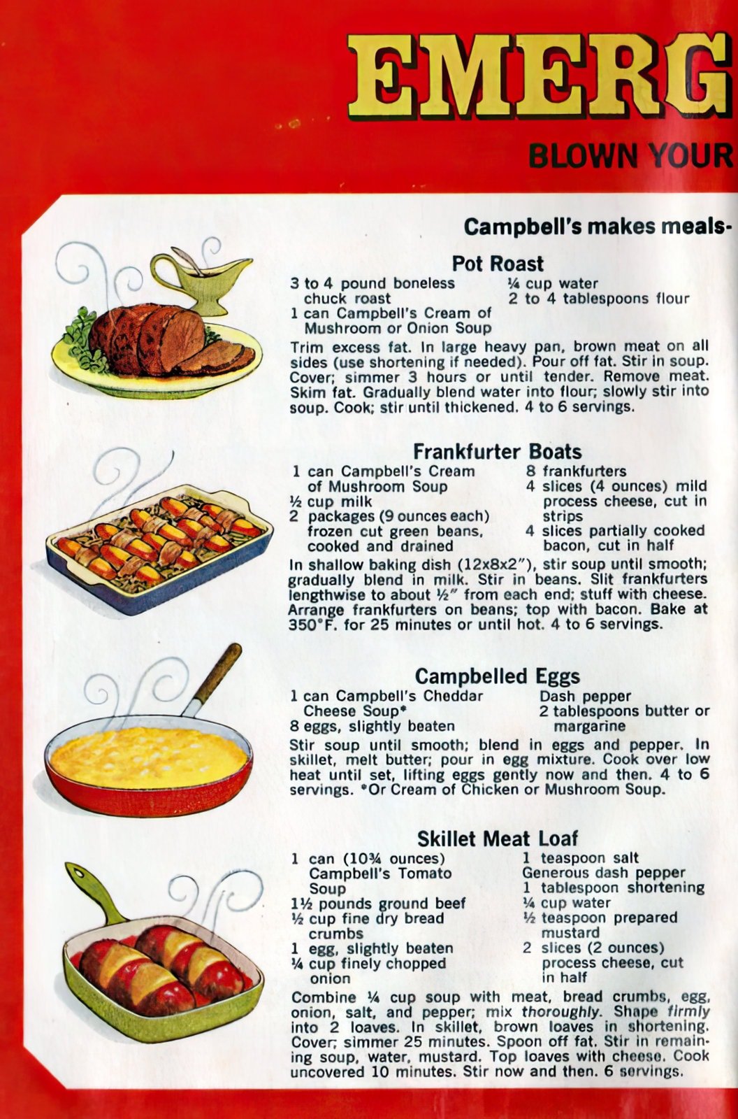 Campbell's Emergency Cookbook - Vintage 60s dinner recipes at Click Americana 5