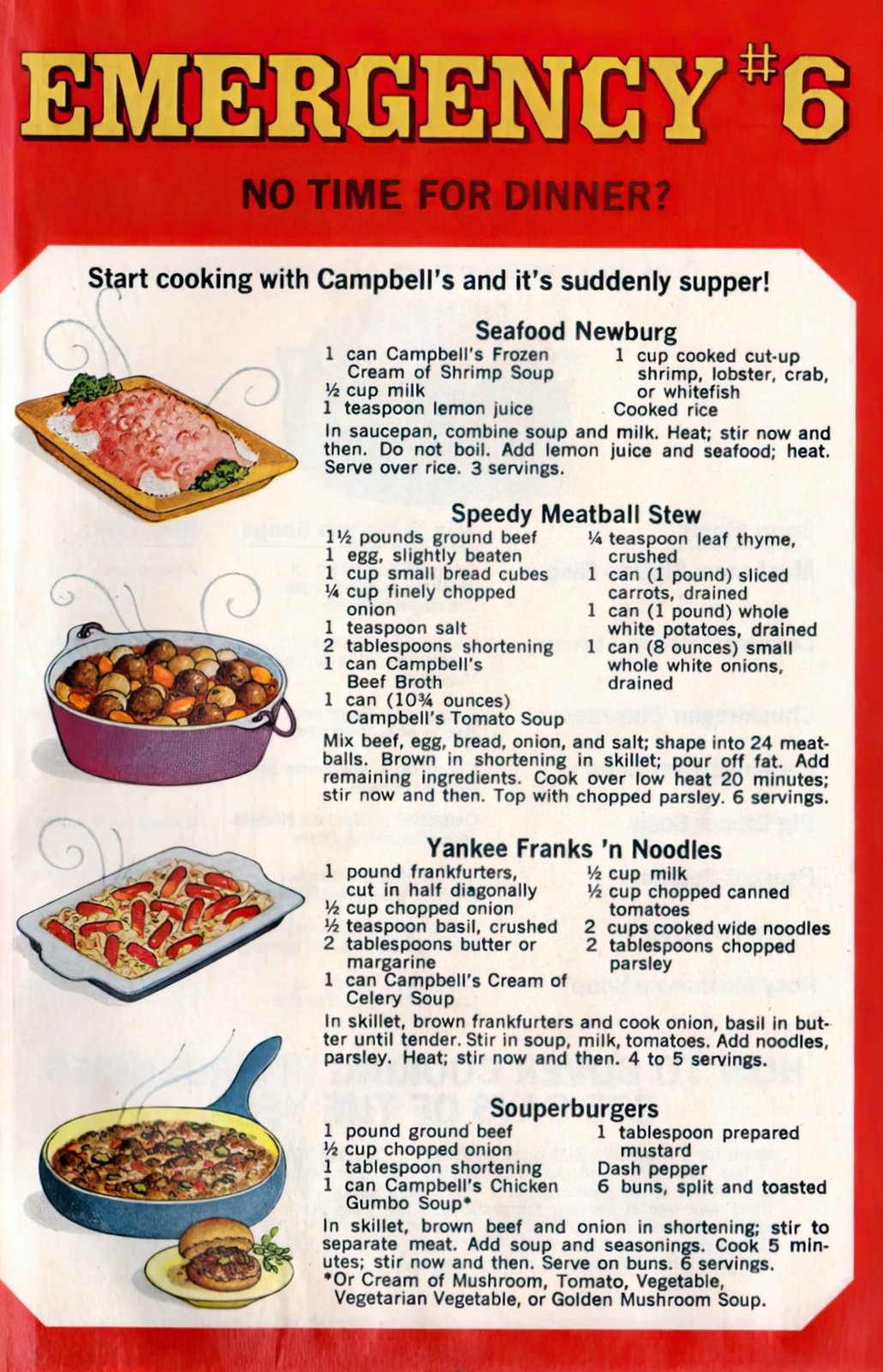Campbell's Emergency Cookbook - Vintage 60s dinner recipes at Click Americana 7