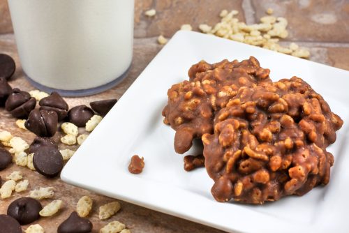 Chocolate and butterscotch coated Rice Krispies treats - No bake retro recipe