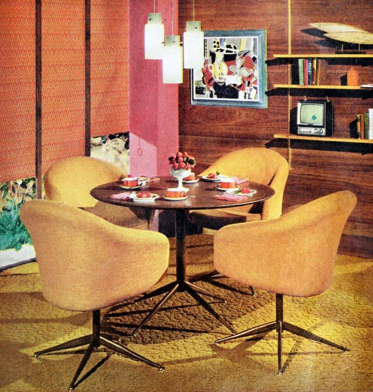 Colorful and affordable small mid century modern dinette set