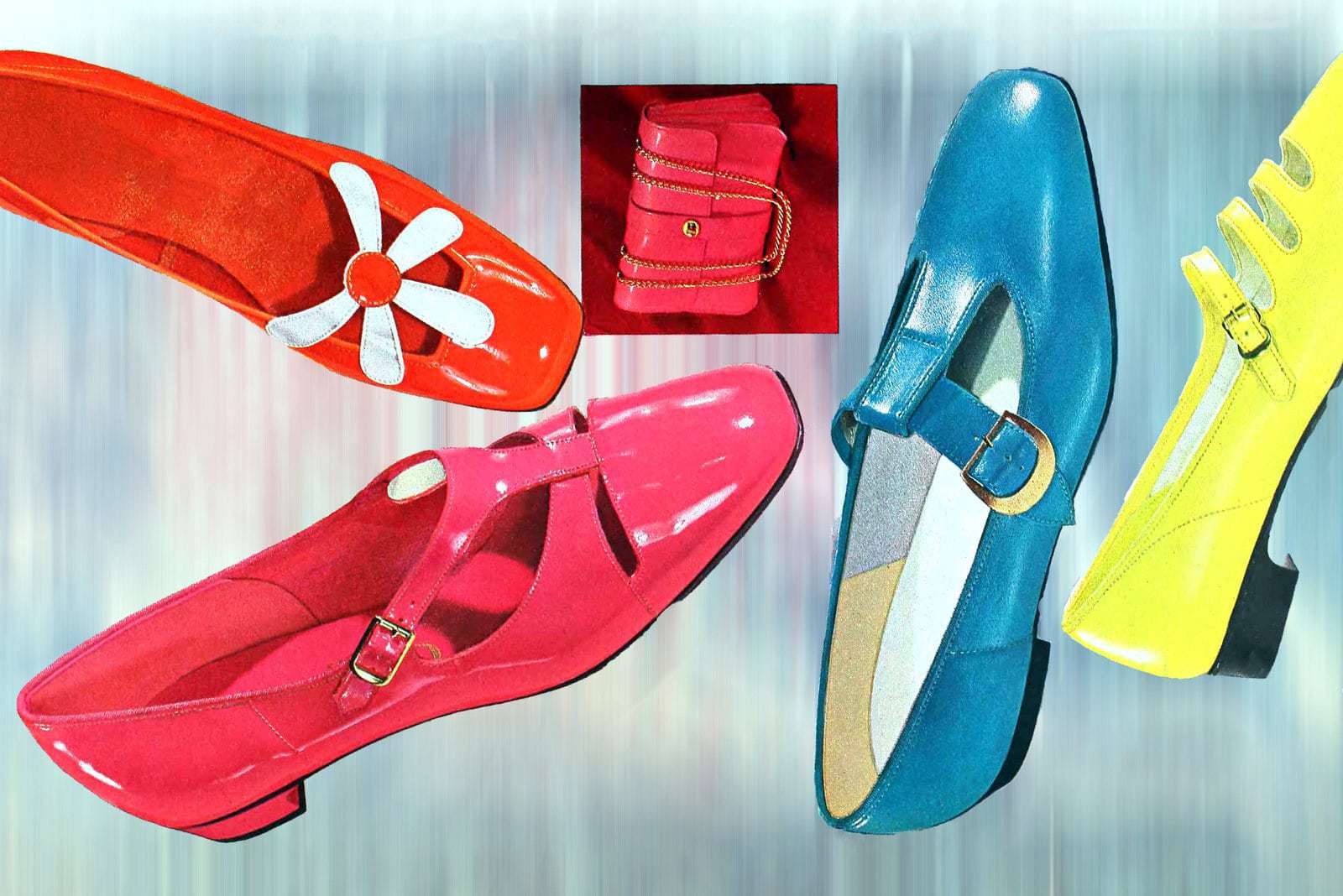 Colorful vintage 60s flat dress shoes