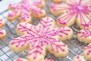 Decorated snowflake sugar cookies