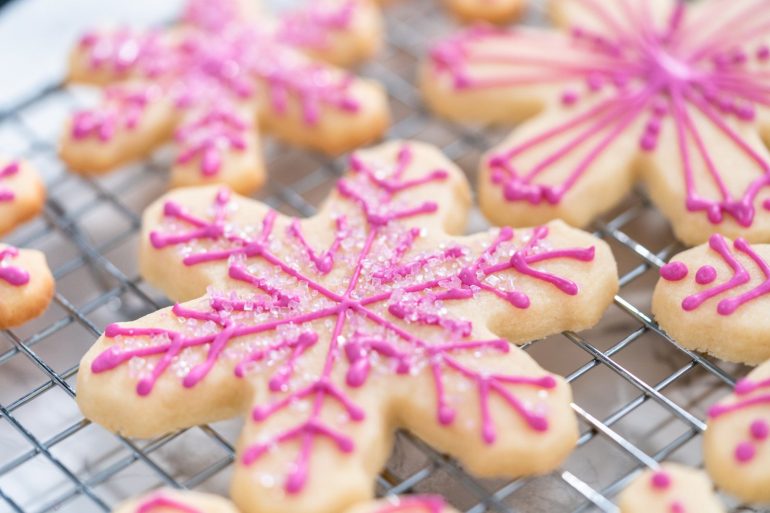 Decorated snowflake sugar cookies