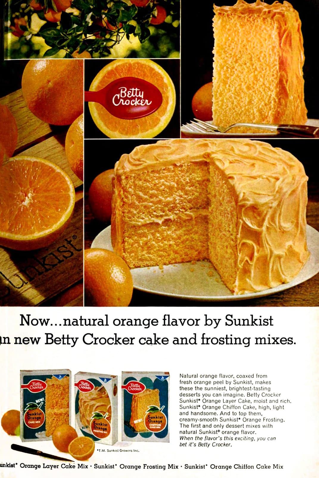 Discontinued vintage Betty Crocker Sunkist Orange cake mix (1968)