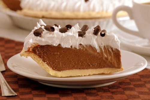 Double chocolate cream pie with whipped cream