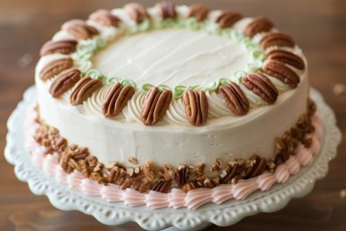 Easter egg cake with pecans 1980s vintage dessert recipe from ClickAmericana com