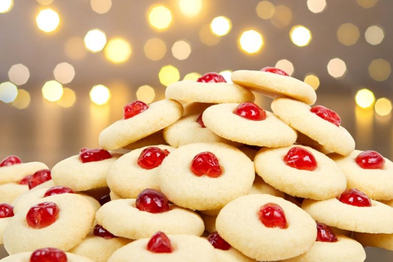 Greek Christmas cookies with cherries