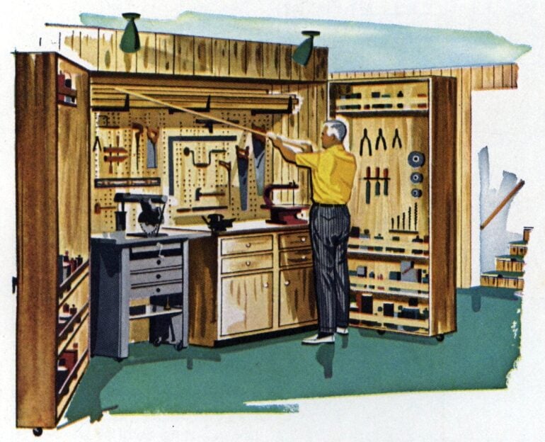 How to make a fold-up home workshop (1961)
