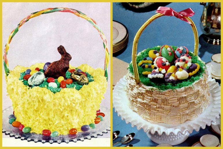How to make three different cute Easter basket cakes