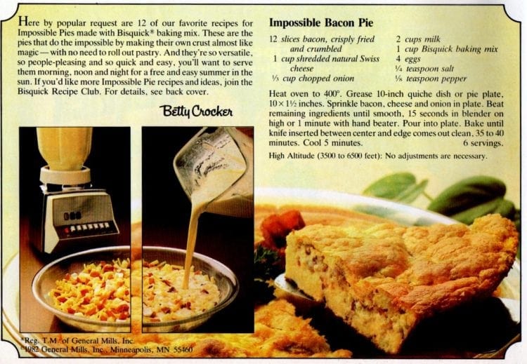 Impossible bacon pie recipe