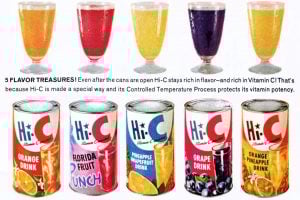 Old-fashioned Hi-C drink flavors