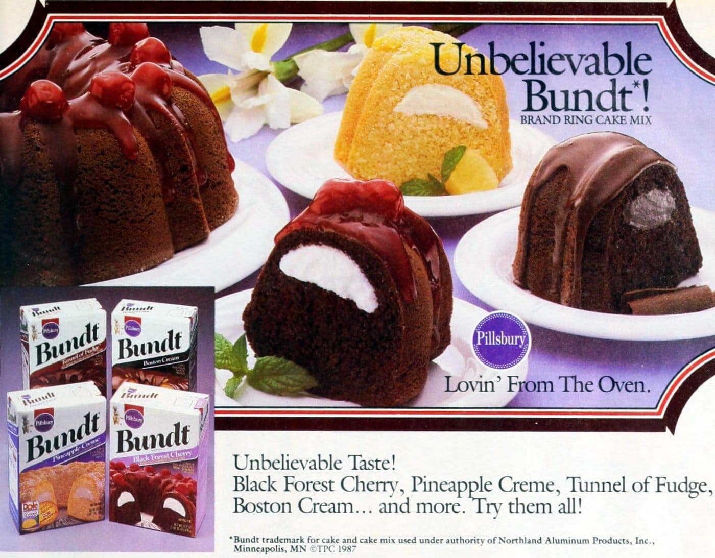Retro 80s Pillsbury Bundt cake mixes (1987)