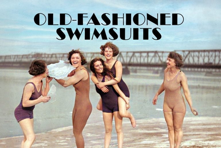 See old-fashioned swimsuits and what else people wore to the beach