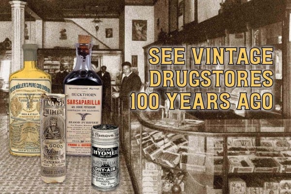 See vintage pharmacy apothecary products from more than 100 years ago