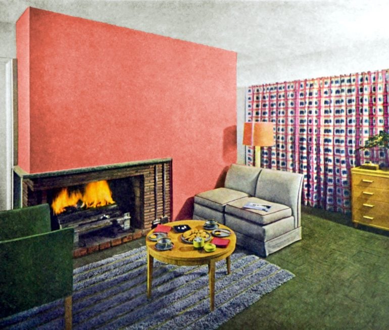 Simple living room style 1950s modern color scheme