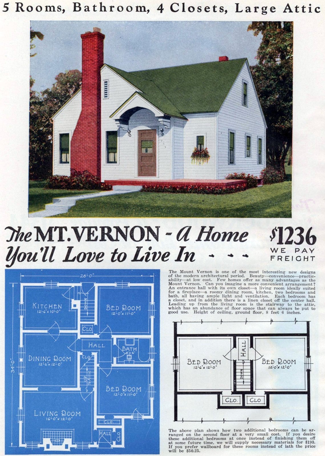 Small 2 bedroom 1 bath vintage home design