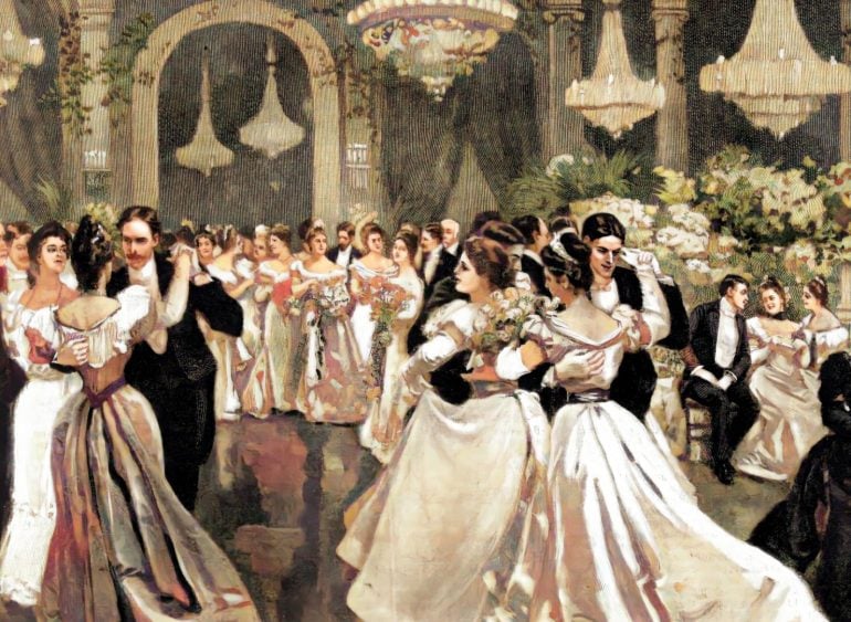 Society dancing party 1899 (Colorized)