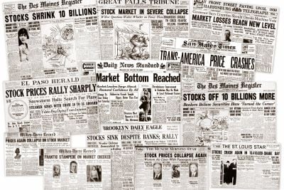 The Great Depression Newspaper headlines from the stock market crash 1929 1
