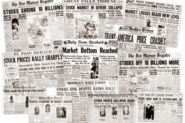 The Great Depression Newspaper headlines from the stock market crash 1929 1