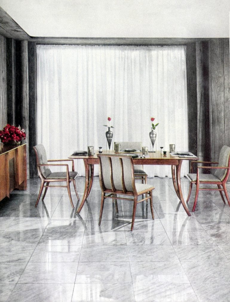 This designer's minimalist dining room was a dream in neutral shades (1954)