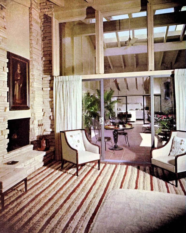 This elegant modern master bedroom suite had its own fireplace (1961)