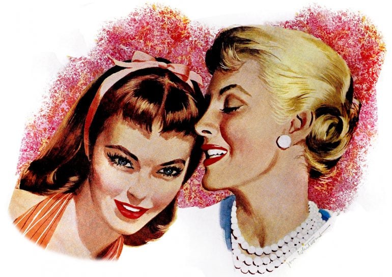 Two women gossiping 1950s