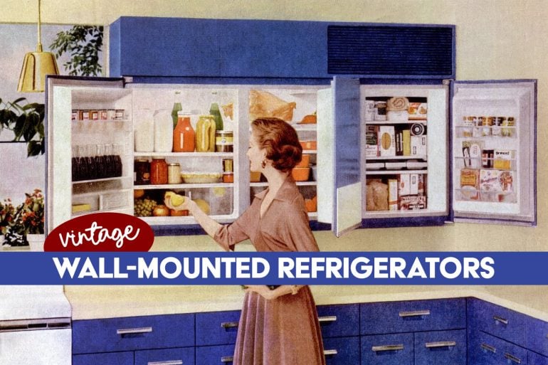 Vintage 1950s wall-mounted refrigerator at ClickAmericana com