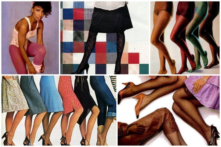 Vintage 80s pantyhose, nylons & tights came in lots of awesome colors and textures