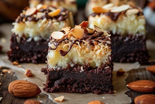 Vintage almond macaroon brownies recipe from the 80s at ClickAmericana com