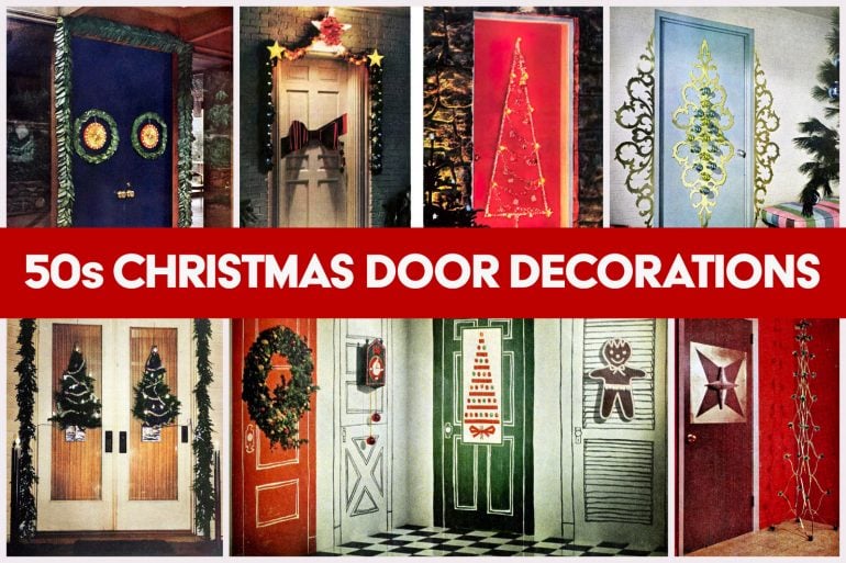 Vintage Christmas door decorations from the 1950s