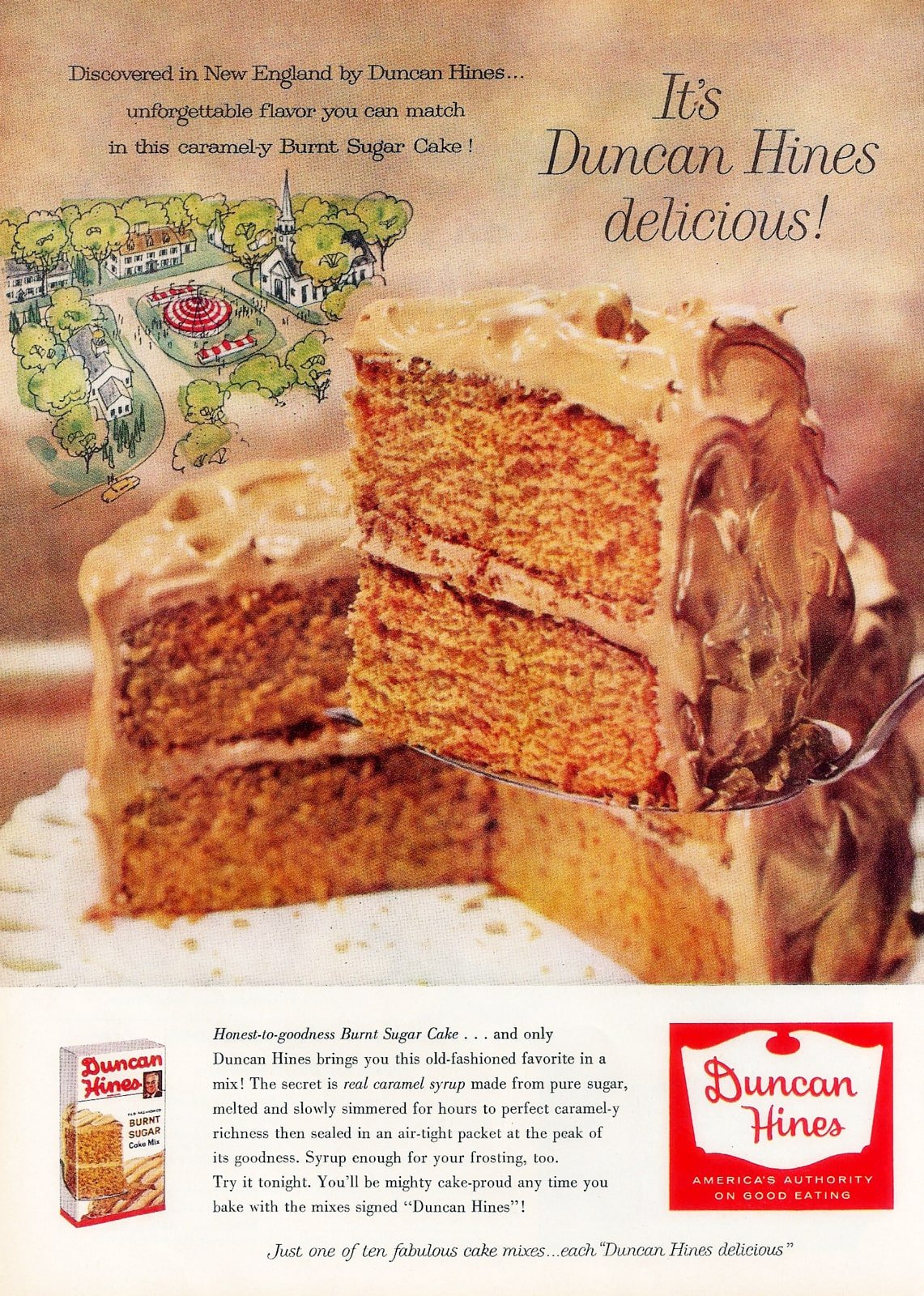 Vintage Duncan Hines burnt sugar cake mix (1955)