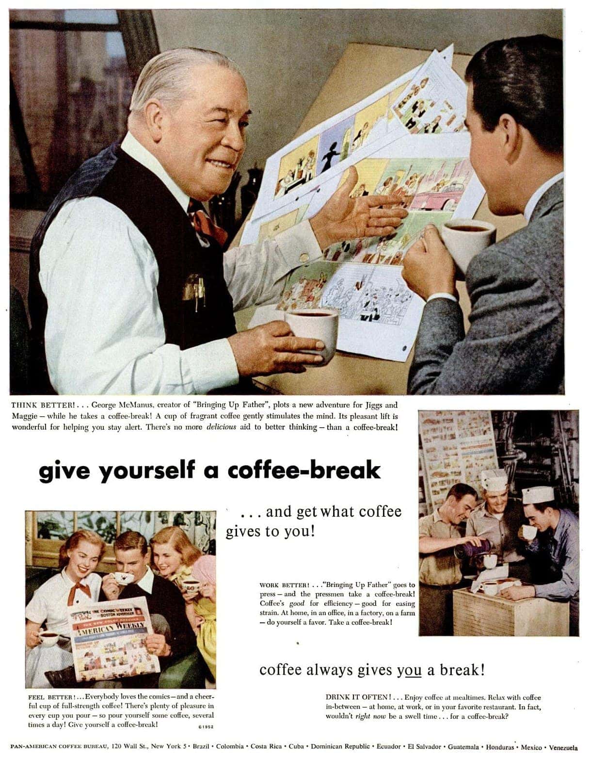 Vintage give yourself a coffee break ad from 1952
